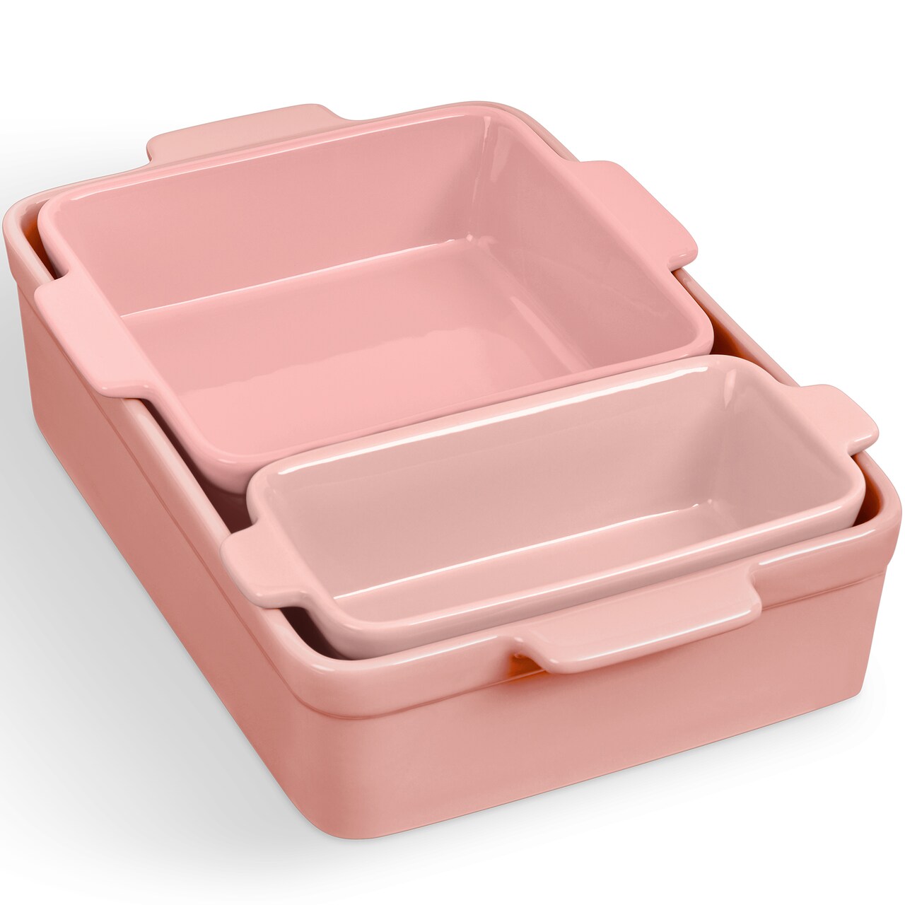 Best Choice Products Ceramic Bakeware Set of 3 Casserole, Loaf, and Square Dishes w/ Handles